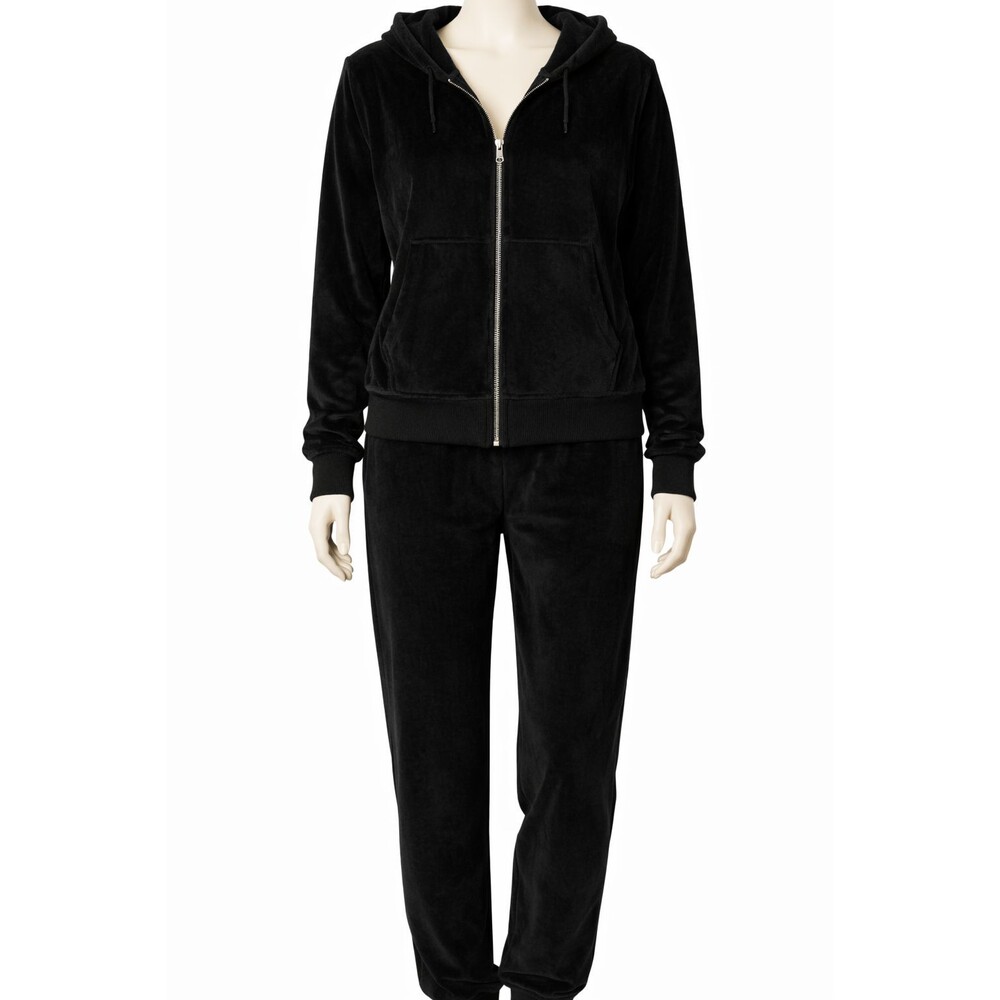 Felina Womens 2-piece Velour Hoodie & Jogger Set Black Size Medium New w/Tags